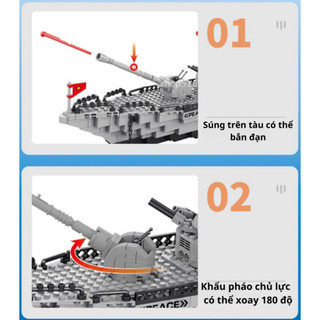 [1560 CHI TIẾT-70CM] Bộ đồ chơi lắp ráp 8 Mô Hình TÀU CHIẾN HẠM, CHIẾN THUYỀN PHÁT TRIỂN CHO BÉ Bobotoys