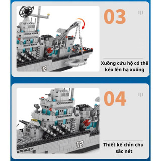 [1560 CHI TIẾT-70CM] Bộ đồ chơi lắp ráp 8 Mô Hình TÀU CHIẾN HẠM, CHIẾN THUYỀN PHÁT TRIỂN CHO BÉ Bobotoys