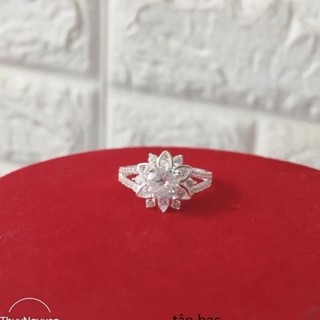 Nhẫn hoa sen 2 hàng new , bản dày dặn đá lấp lánh - jena sliver