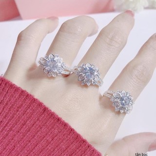 Nhẫn hoa sen 2 hàng new , bản dày dặn đá lấp lánh - jena sliver