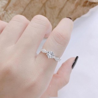 Nhẫn nữ đá chéo , bạc ta đính đá lấp lánh - jena sliver