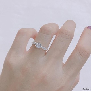 Nhẫn nữ đá chéo , bạc ta đính đá lấp lánh - jena sliver