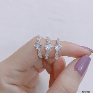 Nhẫn nữ đá chéo , bạc ta đính đá lấp lánh - jena sliver
