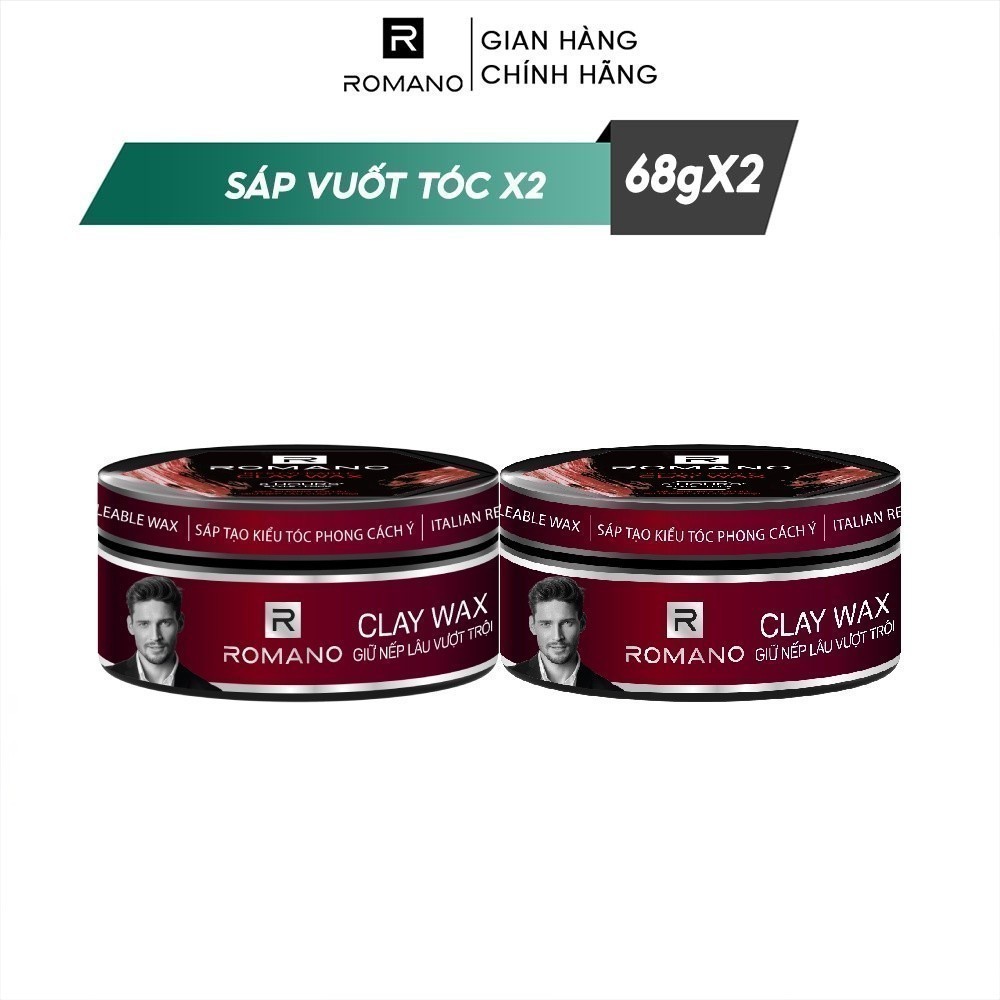 Combo 2 Sáp vuốt tóc nam Romano Restyleable 68g/hộp giữ nếp suốt 8h