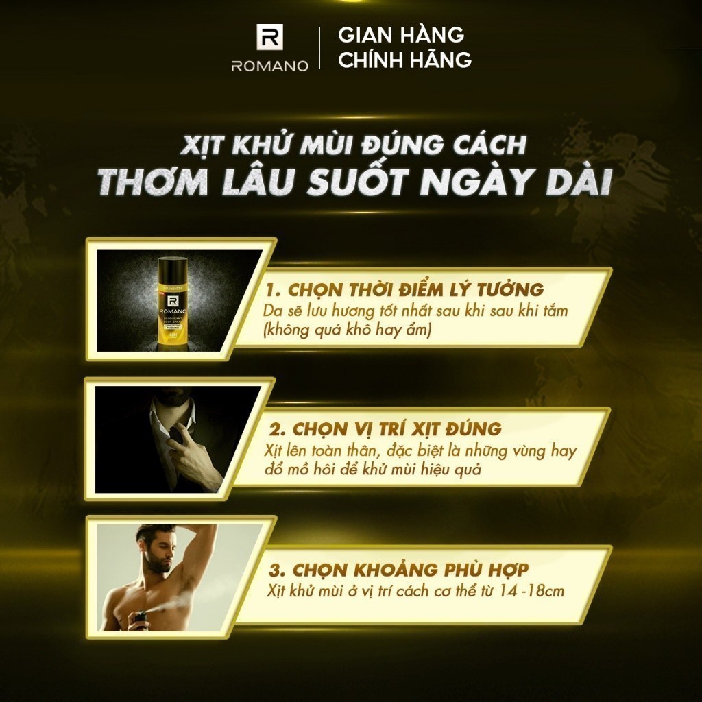 Ảnh Combo 2 Xịt toàn thân ngăn mồ hôi và mùi cơ thể Romano 150ml/chai - 9 Mùi Hương 3