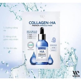 COMBO 10 Mặt nạ Collagen TRẮNG DA- CẤP ẨM- XÓA NHĂN WSKIN Collagen HA Ampoule Mask(Hộp 10 mặt nạ)