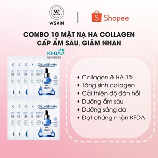 COMBO 10 Mặt nạ Collagen TRẮNG DA- CẤP ẨM- XÓA NHĂN WSKIN Collagen HA Ampoule Mask(Hộp 10 mặt nạ)
