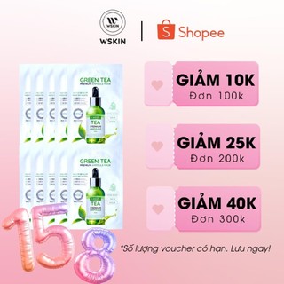 COMBO 10 Mặt nạ trà xanh trắng da giảm dầu Wskin Green Tea Ampoule Mask