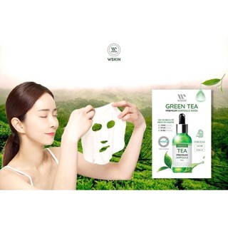COMBO 10 Mặt nạ trà xanh trắng da giảm dầu Wskin Green Tea Ampoule Mask