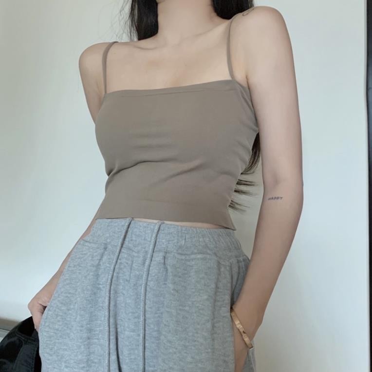 Áo 2 dây có mút ngực, Áo Bra Nữ 2 Dây Mảnh Dáng Lửng Có Đệm Ngực Trend Mới AL014