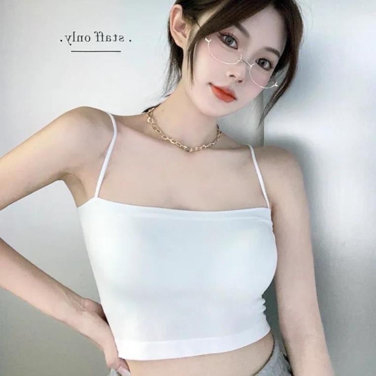 Áo 2 dây có mút ngực, Áo Bra Nữ 2 Dây Mảnh Dáng Lửng Có Đệm Ngực Trend Mới AL014