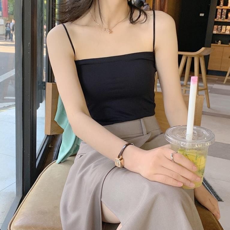 Áo 2 dây có mút ngực, Áo Bra Nữ 2 Dây Mảnh Dáng Lửng Có Đệm Ngực Trend Mới AL014