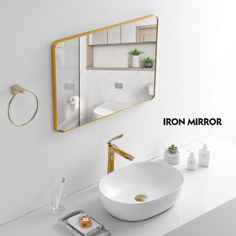 Gương Decor Hình Chữ Nhật Treo Tường Phòng Tắm Khung Viền Kim Loại Tổng Hợp Nhôm Chống Rỉ Cao Cấp
