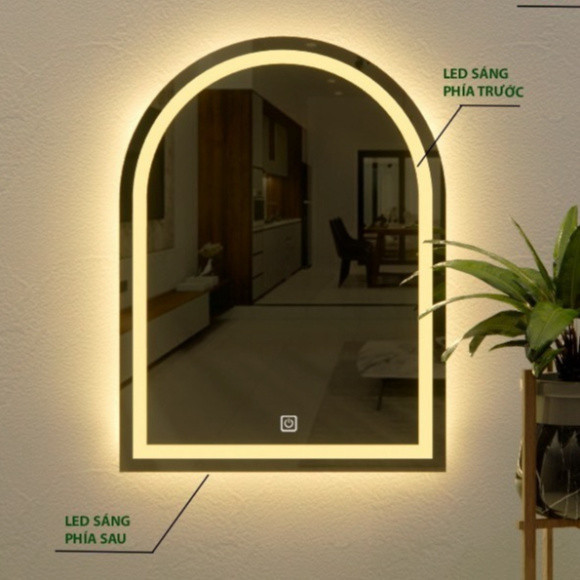 Gương TDECOR Hình Vòm Cao Cấp Có Đèn LED Chiếu Sáng Dùng Để Decor Nhà Tắm, Bàn Trang Điểm