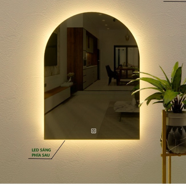Gương TDECOR Hình Vòm Cao Cấp Có Đèn LED Chiếu Sáng Dùng Để Decor Nhà Tắm, Bàn Trang Điểm