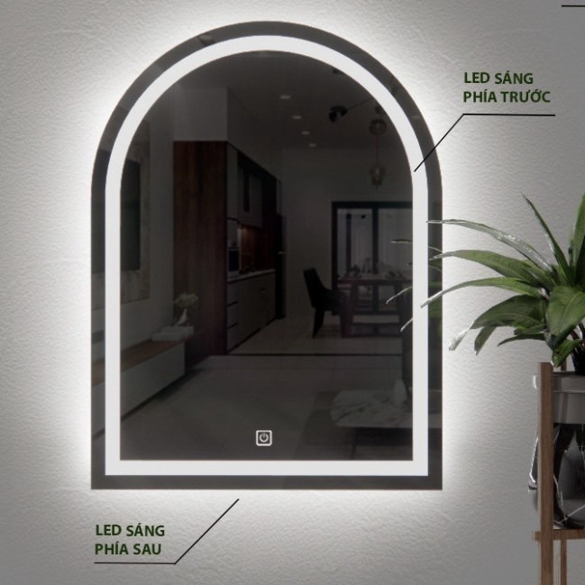 Gương TDECOR Hình Vòm Cao Cấp Có Đèn LED Chiếu Sáng Dùng Để Decor Nhà Tắm, Bàn Trang Điểm