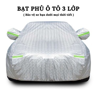 Bạt 4-7 chỗ ô tô che trùm xe hơi 3 lớp 3kg, có khóa kéo mở cửa, tráng bạc phản nhiệt, chống nước