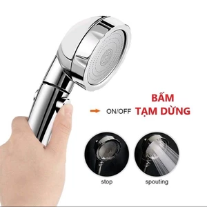 Bát sen tăng áp có nút khoá mở- Bát sen tắm, vòi hoa sen tăng áp 3 chế độ, tay sen tắm tăng áp
