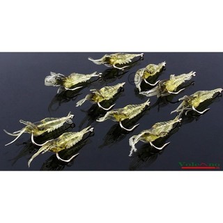 Bộ 10 con Mồi Câu Cá Giả Hình Con Tôm Mềm 4cm / 1.3g có móc câu inox - Tôm giả câu cá ( 10 con tôm )