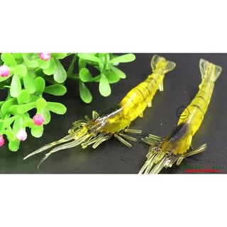 Bộ 10 con Mồi Câu Cá Giả Hình Con Tôm Mềm 4cm / 1.3g có móc câu inox - Tôm giả câu cá ( 10 con tôm )