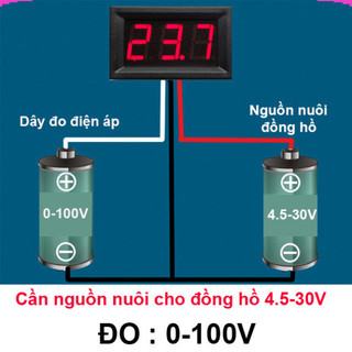 Đồng hồ hiển thị điện áp DC 0V - 100V 3 dây