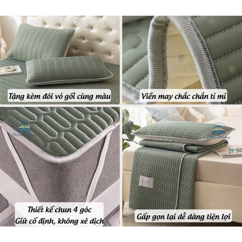 Chiếu điều hoà cao su non tencel latex loại 1 dày dặn, Chiếu cao su non nhập khẩu thoáng mát dầy dặn (tặng kèm 2 vỏ gối)