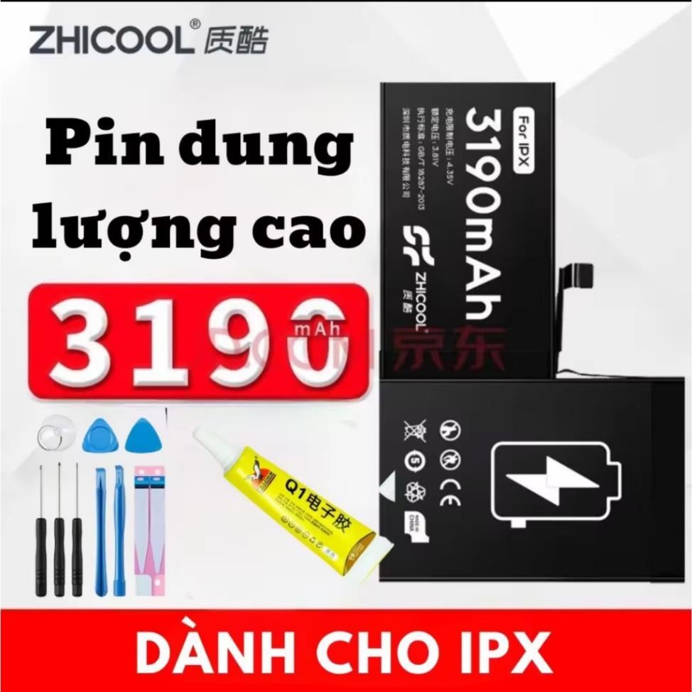 Pin Dung Lượng Cao Cho Ip X / XS / IPX 3190mAh Zhicool.Hàng Zin Nhập ...