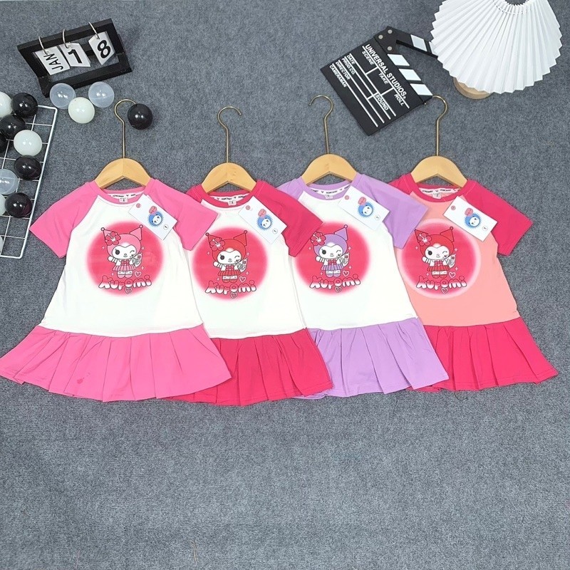 DL24 Váy cho bé Diệu Linh shop kids - váy cho bé gái thun cotton in hình 3D siêu xinh thoáng mát cho bé đi học đi chơi