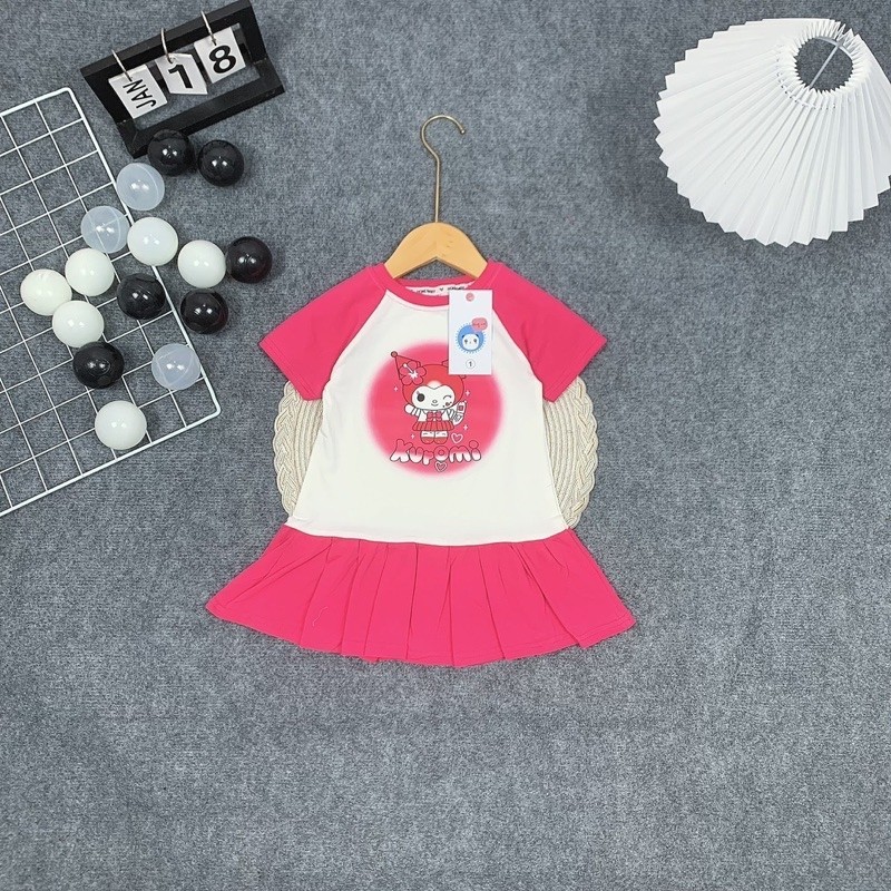 DL24 Váy cho bé Diệu Linh shop kids - váy cho bé gái thun cotton in hình 3D siêu xinh thoáng mát cho bé đi học đi chơi