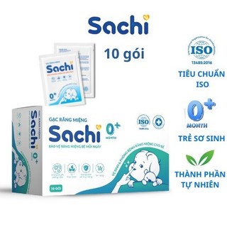 Gạc rơ lưỡi Sachi thành phần tự nhiên, làm sạch, kháng khuẩn bảo vệ nướu răng miệng cho bé - Hộp 10 gói/Hộp 30 gói