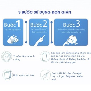 Gạc rơ lưỡi Sachi thành phần tự nhiên, làm sạch, kháng khuẩn bảo vệ nướu răng miệng cho bé - Hộp 10 gói/Hộp 30 gói