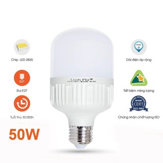 Bóng đèn LED 50/40/30/20/10/5w siêu sáng tiết kiệm điện, LED BULB trụ LINH PHI chống nước BẢO HÀNH đổi mới 6 tháng RABBI