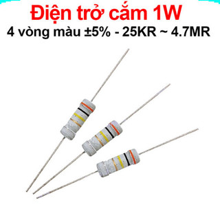 [Ưu đãi] (100 cái) Điện trở cắm 1W 4 vòng màu ±5% - giá trị 25KR đến 4.7MR