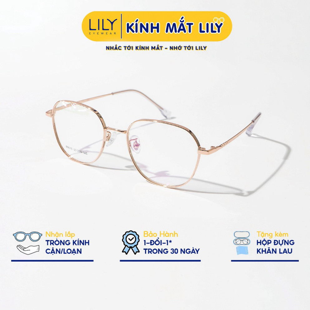 Gọng kính đa giác nữ LILY EYEWEAR kim loại thanh mảnh nhẹ nhàng kiểu dáng thời trang 86619