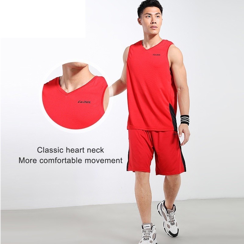 Ảnh Trang phục bóng rổ CAMEL CROWN 2 mảnh không tay phong cách năng động cho nam 3