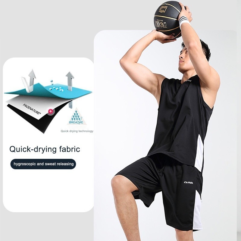 Ảnh Trang phục bóng rổ CAMEL CROWN 2 mảnh không tay phong cách năng động cho nam 2