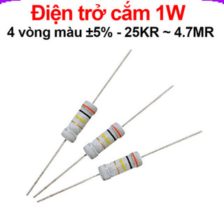 [Giá combo] (100 cái) Điện trở cắm 1W 4 vòng màu ±5% - giá trị 25KR đến 4.7MR