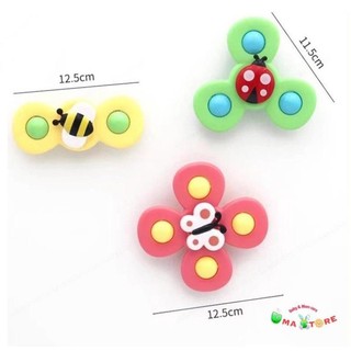 Đồ chơi bộ 3 con quay hình cánh côn trùng hít tường xúc xắc lục lạc xoay cho bé