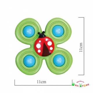 Đồ chơi bộ 3 con quay hình cánh côn trùng hít tường xúc xắc lục lạc xoay cho bé