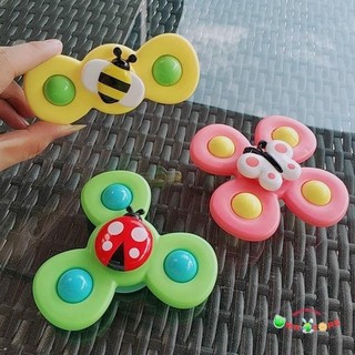 Đồ chơi bộ 3 con quay hình cánh côn trùng hít tường xúc xắc lục lạc xoay cho bé