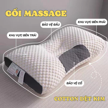 Gối Massage Cao Su Non Đàn Hồi Cao Chống Đau Cổ Vai Gáy, Chống Thoái Hoá Cột Sống, Chống Ngáy Ngủ Sâu Giấc Giảm Mệt Mỏi
