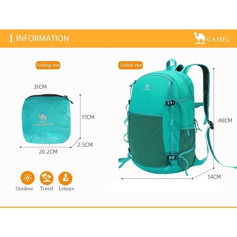 Ảnh Balo du lịch CAMEL CROWN siêu nhẹ gấp gọn tiện dụng cao cấp 3