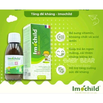 Siro Imochild Tăng Sức Đề Kháng Cho Bé - Giúp Bé Ăn Ngon, Tăng Cường Miễn Dịch, Bổ Sung Kẽm,Vitamin, Acid Amin(Lọ 125ml)