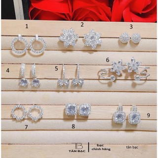 xả kho , bông tai bạc ta , đính đá lấp lánh , chốt chắc chắn - jena sliver
