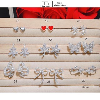 xả kho , bông tai bạc ta , đính đá lấp lánh , chốt chắc chắn - jena sliver