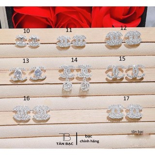 xả kho , bông tai bạc ta , đính đá lấp lánh , chốt chắc chắn - jena sliver
