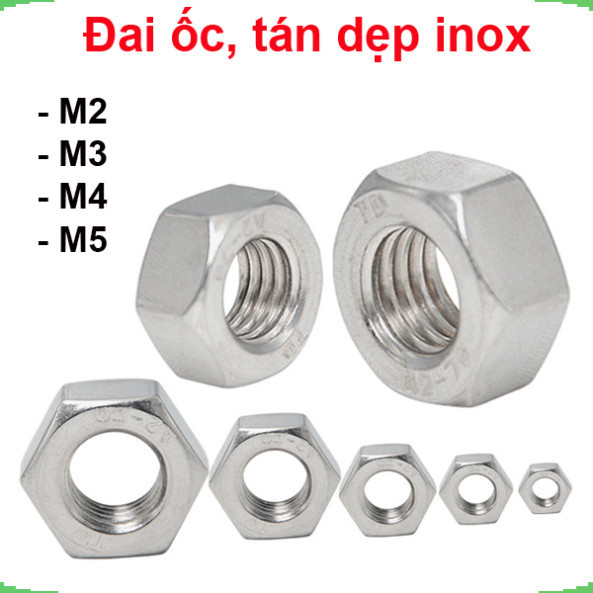 [Giá bán sỉ] (20 cái) Đai Ốc, Tán Dẹp, Tán Ecu M2-M6 inox 304