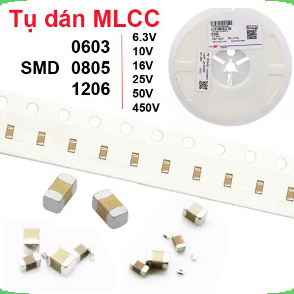 [Giá bán sỉ] (100 cái) tụ gốm, tụ dán đa lớp MLCC - size 0603 - 50V