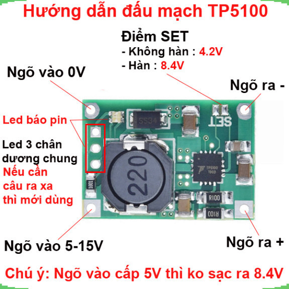 Mạch sạc pin TP5100 4.2V(1S) hoặc 8.4V(2S) 2A