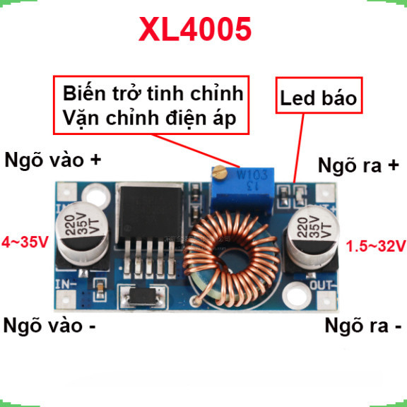 Mạch nguồn giảm áp, hạ áp 5A XL4005 DC - DC